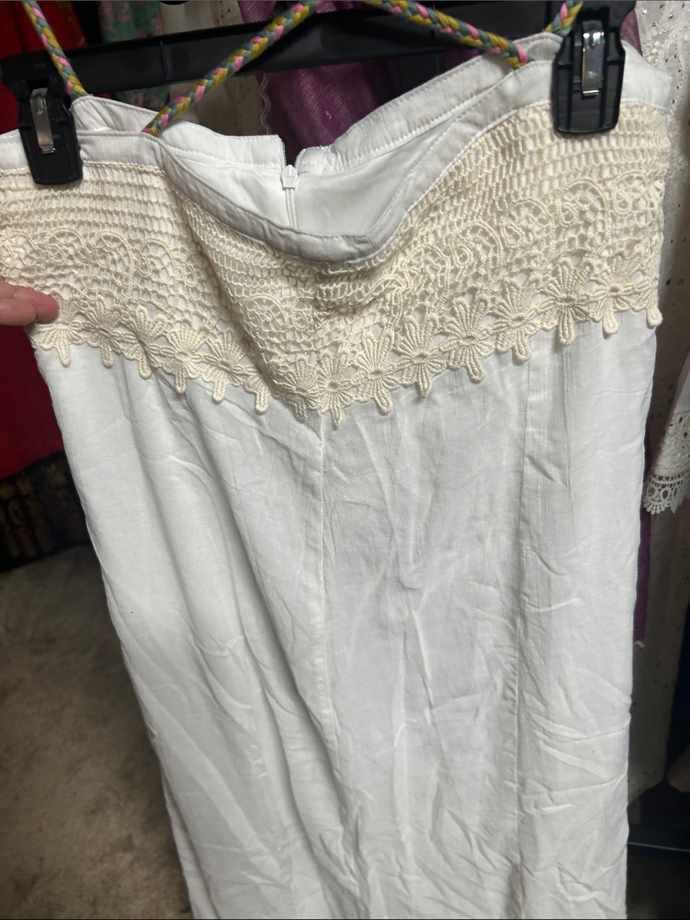 Natural White Maxi dresswith lace L on tag - Picture 6 of 6